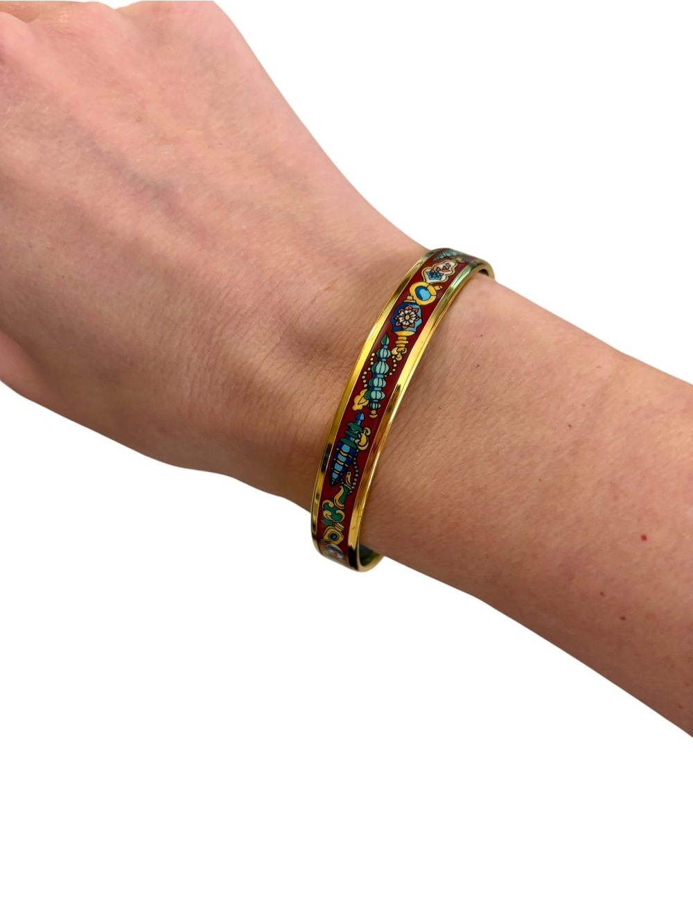 Hermès Qu’Importe le Flacon Enamel Bangle Size 65 Burgundy Gold Bracelet - Picture 8 of 9